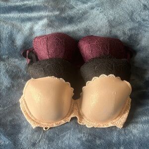 Victoria's Secret Deep Purple Lace Bra BUNDLE of 3